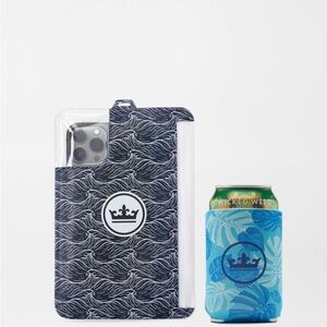 Peter Millar NEW Koozies pale blue leaf design